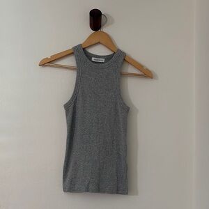 Anine Bing Gray Ribbed Fitted Sleeveless Tank Top